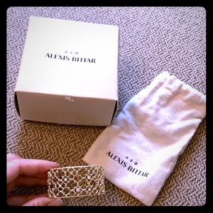 Alexis Bittar gold crystal studded spur lace cuff